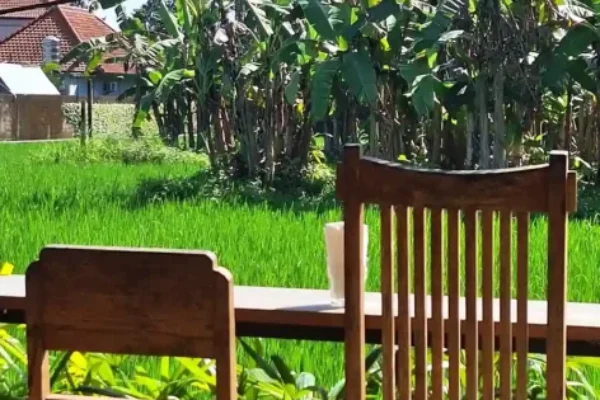 Desk in Front of Ricefields Jungle Hideaway Villas