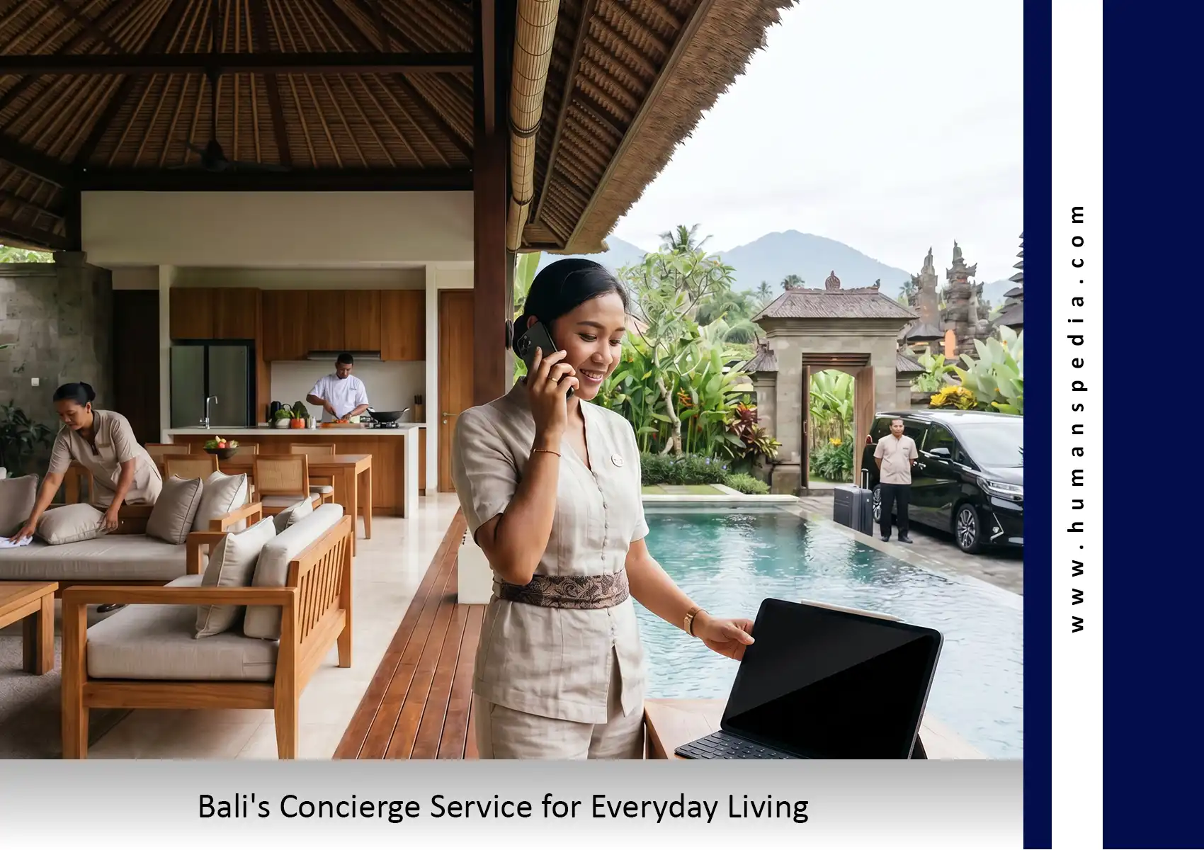 Private villa garden and pool in Ubud, Bali, arranged through a concierge service